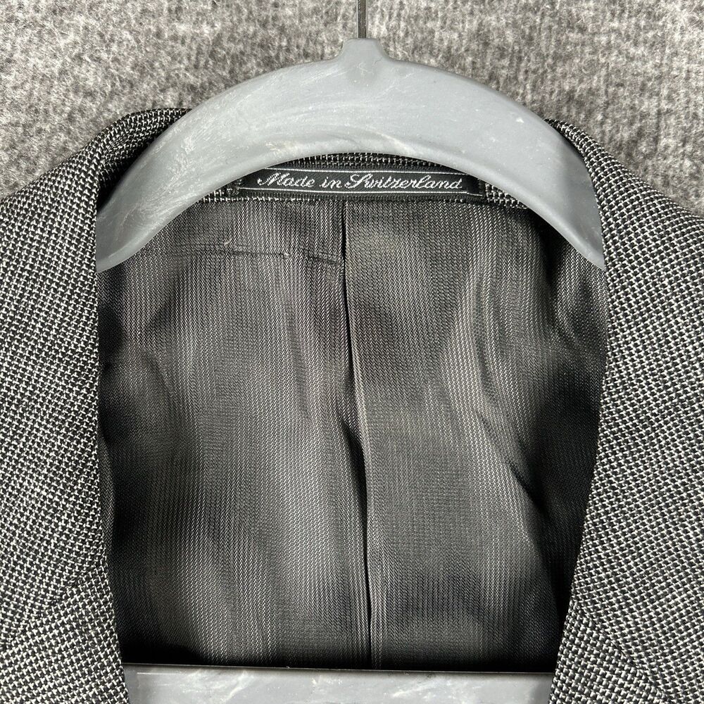 Ermenegildo Zegna Soft Wool Blazer Mens Sz 44L Gray Tweed Houndstooth 3 Button - Picture 3 of 12